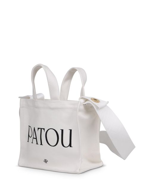 Patou White Small Logo-Print Tote Bag