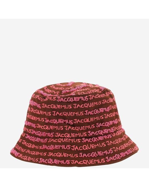 Jacquemus Red Bucket Hat Le Bob Cotton