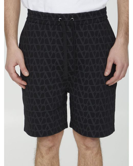 Valentino Black Toile Iconographe Cotton Bermuda Shorts for men