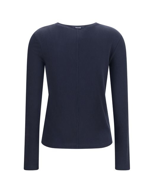 Max Mara Blue Ribbed Long-Sleeve Sweater