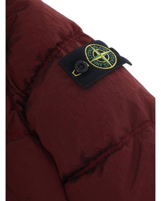 Stone Island Red Short Parka Tech Fabric Padded Jackets for men