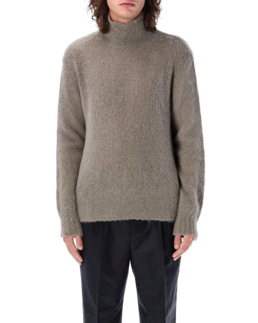 AMI Gray Ami Paris High Neck Sweater for men