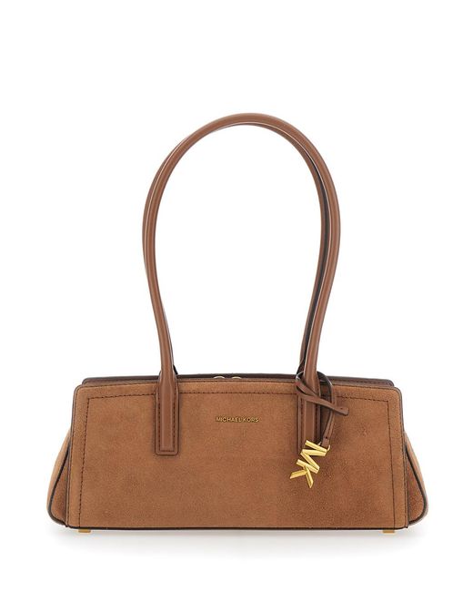 MICHAEL Michael Kors White Shoulder Bag Laila Suede Cowhide Leather