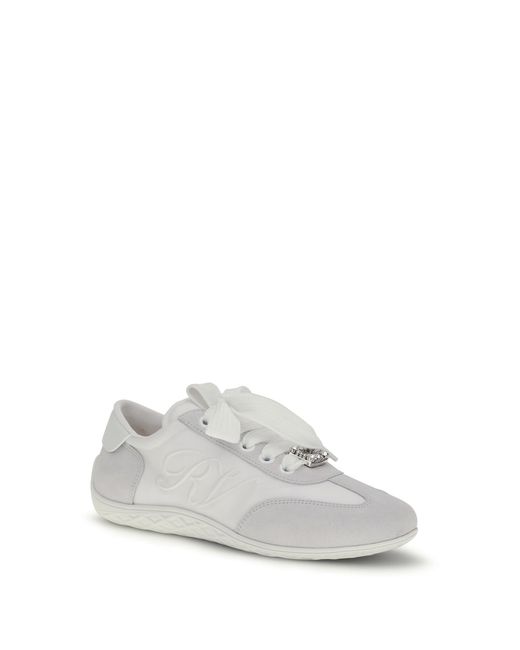 Roger Vivier White Sneakers Viv Low Suede Trainers