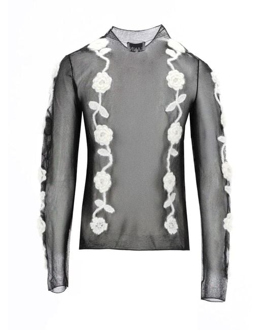Ganni Black Mesh Top Recycled Polyamide Tops
