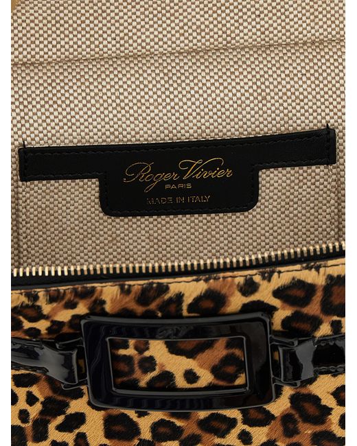 Roger Vivier Black Belle Vivier Vanity Bag Leopard Print Pony Skin