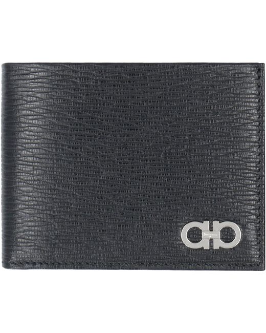 Ferragamo Gray Gancini Leather Flap-over Wallet for men
