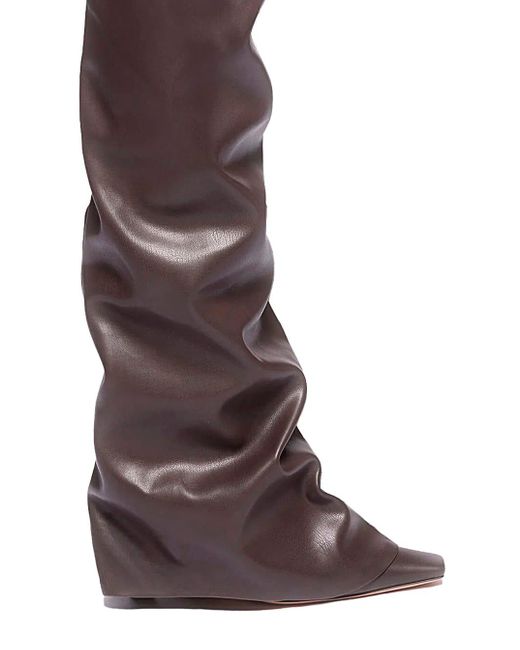 The Attico Brown 'Robin Okt' Boots With High Stiletto Heel And Ruched Detail