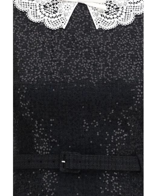 Self-Portrait Black Sequin Bouclé Dress