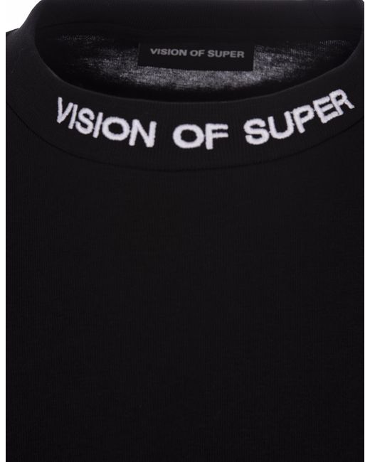 Vision Of Super Black T-Shirt With Embroidered Flames for men