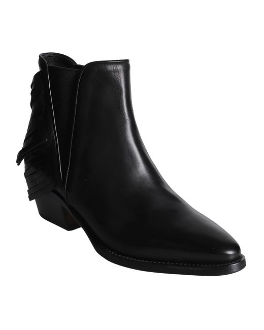 Dami Black Fringed Side Stretch Boots