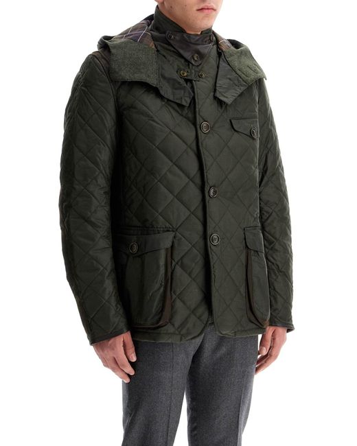 Barbour Black Jacket With Quilted Wax Finish for men