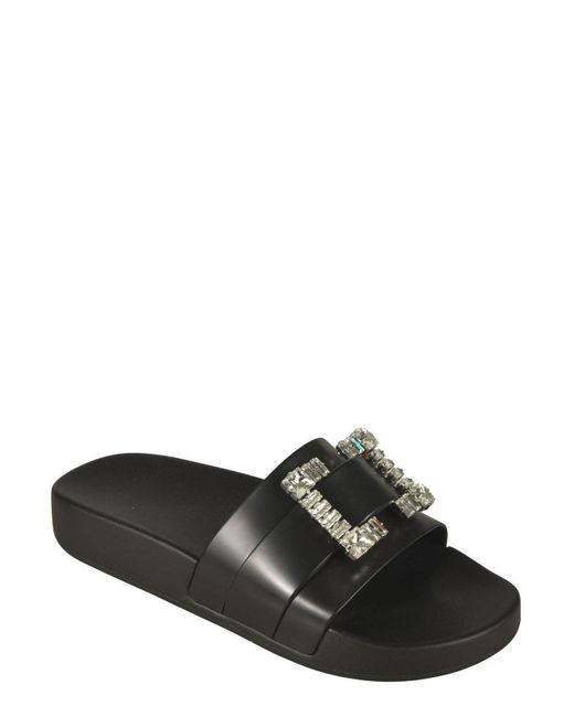 Sergio Rossi Black Sr Jelly Embellished Slip-On Sandals