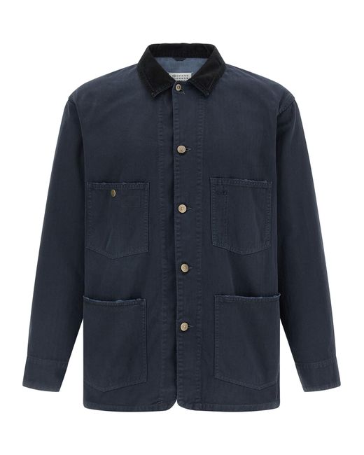 Maison Margiela Blue Herringbone Jacket for men