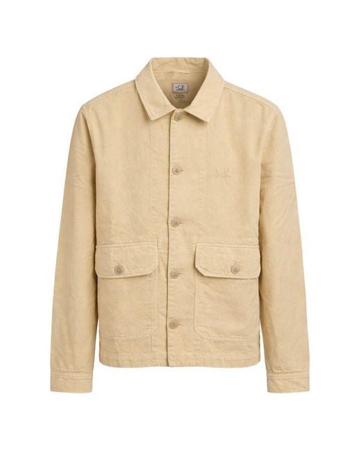 C P Company Natural Jacket Cotton-Linen for men