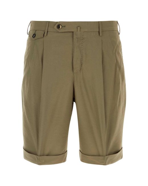 PT Torino Green Army Viscose Blend Bermuda Shorts for men