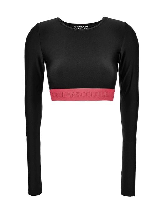 Versace Black Jeans Couture Top With Long Sleeves
