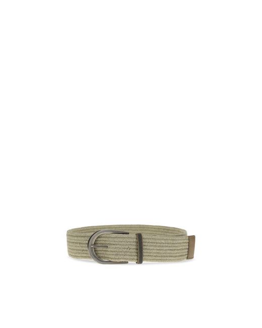 Brunello Cucinelli Green Beige Linen Regular Belt
