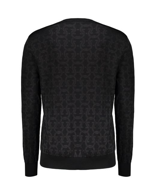Ferragamo Black Long Sleeve Crew-Neck Sweater for men