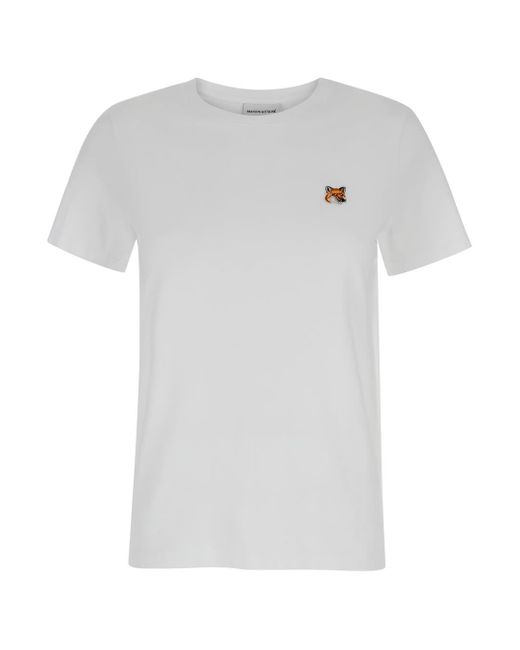 Maison Kitsuné White T-Shirt With Fox Head Patch