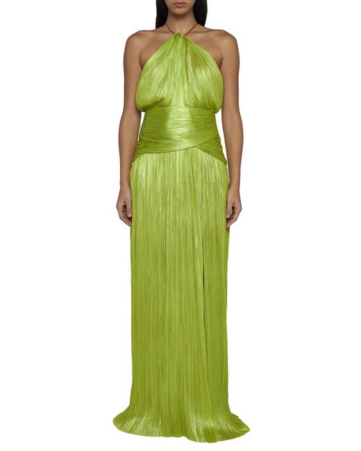 Maria Lucia Hohan Green Estera Silk Long Halter Dress