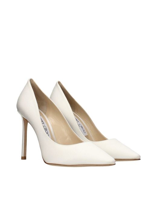 Jimmy Choo White Satin Platform Pumps