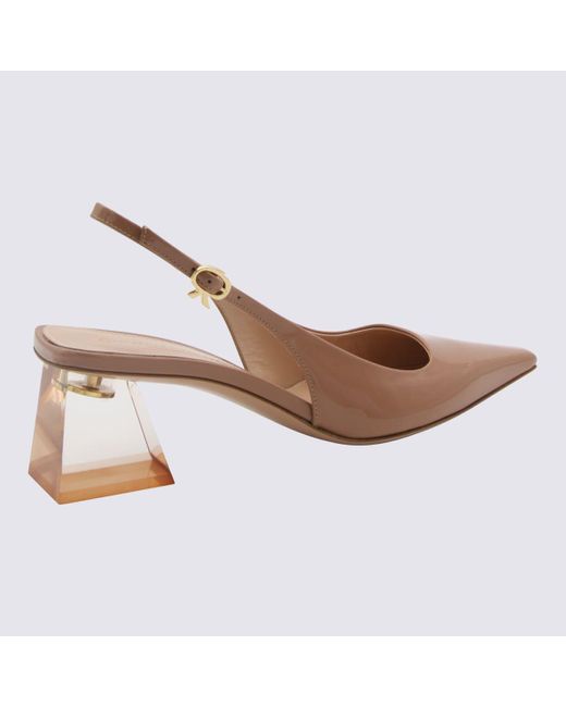 Gianvito Rossi Brown Leather Slingback Pumps