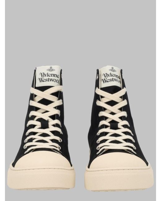 Vivienne Westwood Black High-Top Sneakers Plimsoll Cotton Trainers for men