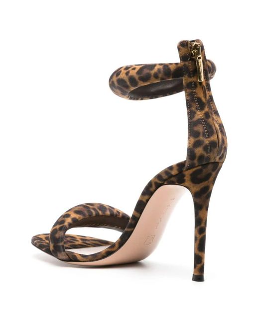 Gianvito Rossi Metallic Leopard Suede Bijoux Sandals