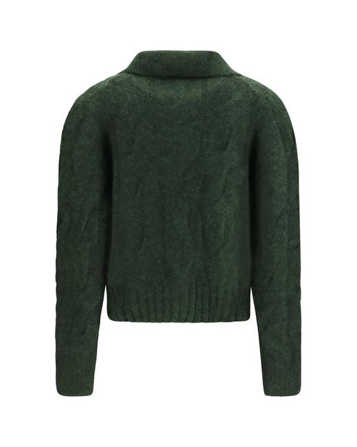 Allude Green Cashmere And Silk Sweater With Buttons Kashmir/Capra Hircus