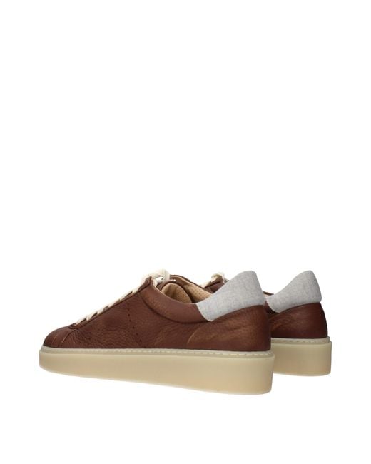 Eleventy Brown Leather Low Top Sneakers for men