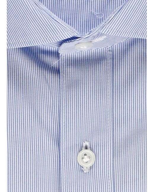 Fay Blue Cotton Striped Shirt for men