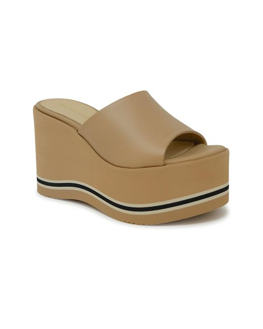 Paloma Barceló Natural Paloma Barcelo Leather Leto Wedge Sandals