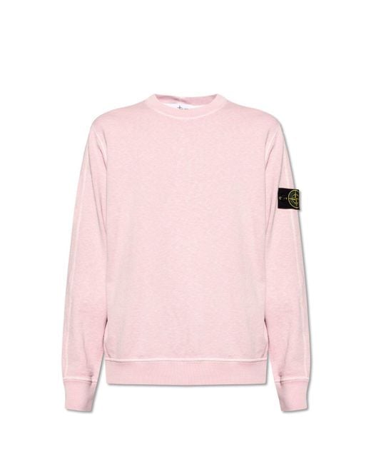 Stone Island Pink Sweatshirt With Logo, for men