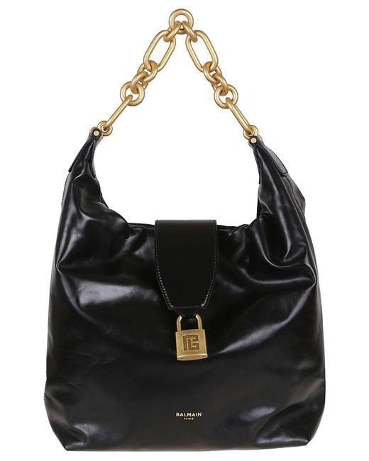 Balmain Black Sync Hobo-Calfskin
