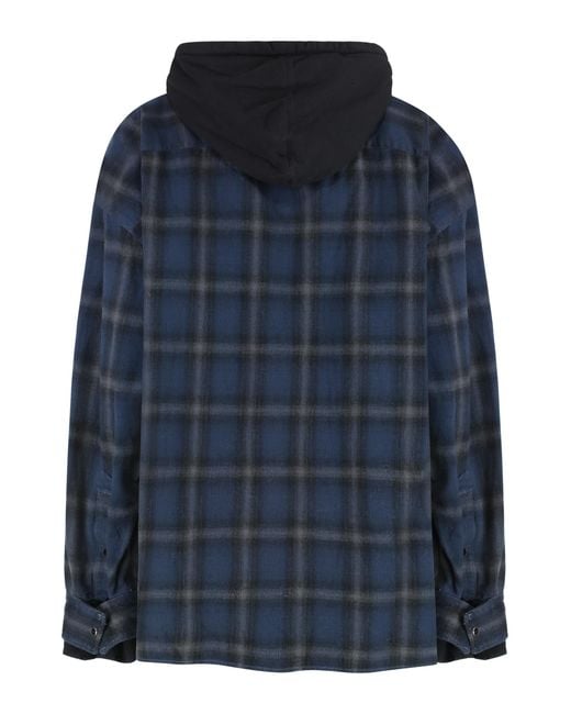 Maison Mihara Yasuhiro Blue Shirt Check Print Cotton for men