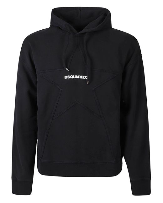 DSquared² Black Relaxed Fit Logo Hoodie for men