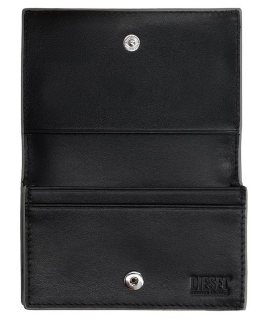 DIESEL Black Card Holder 1Dr Leather Cow Wallets & Purses