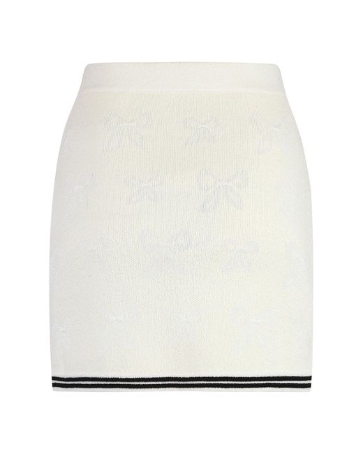 Self-Portrait White Knitted Mini Skirt Polyamide