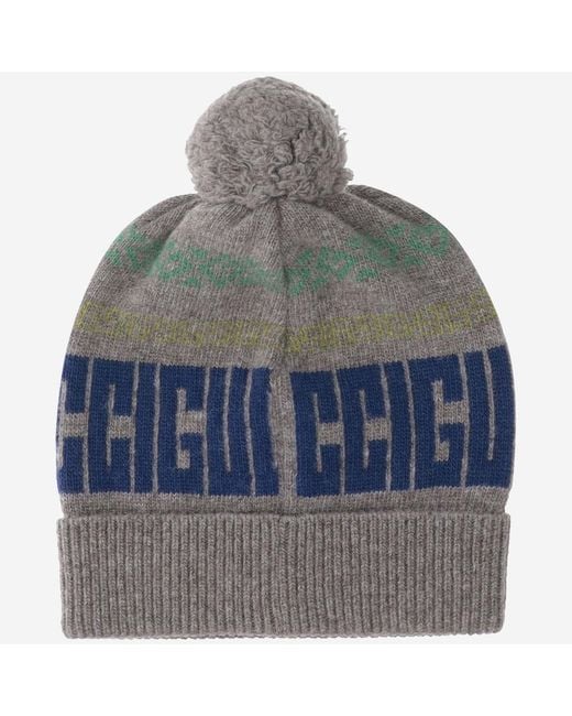 Gucci Gray Wool Hat With Logo for men