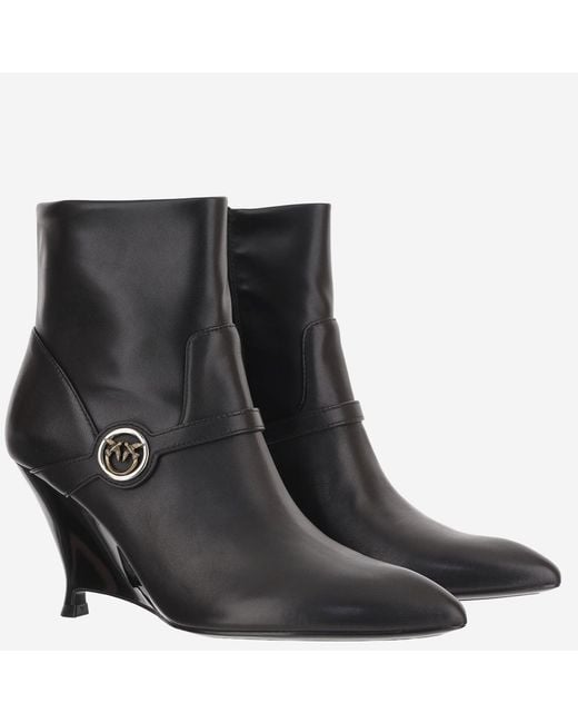 Pinko Black Ankle Boots Gwen Leather Goat