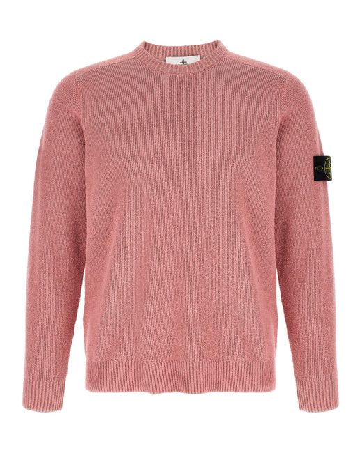 Stone Island Pink Crew Neck Sweater for men