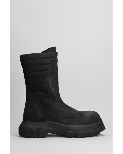 Rick Owens Moto Turbo Tractor Combat Boots in Black for Men | Lyst
