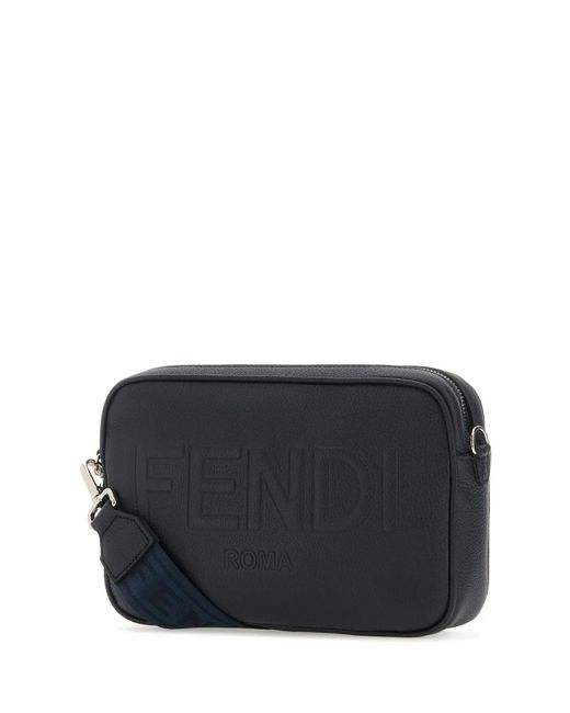 Fendi Black Leather Camera Case Crossbody Bag for men