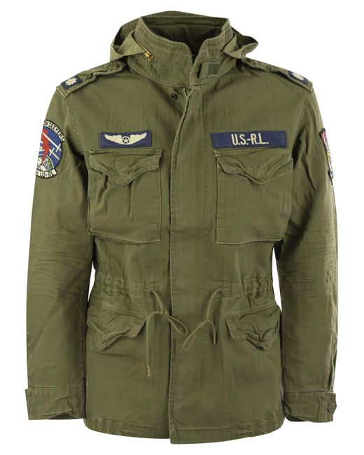 Polo Ralph Lauren Iconic Military Jacket With Patch in Green for