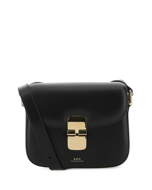 A.P.C. Black Leather Mini Grace Crossbody Bag