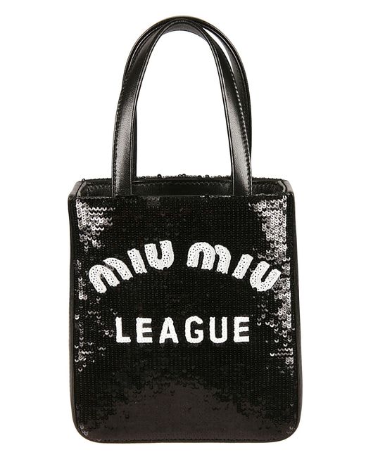 Miu Miu Embellished Logo Tote in Nero (Black) Lyst
