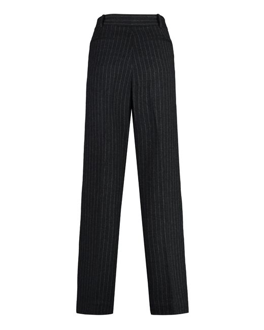 MICHAEL Michael Kors Black Pinstriped Wool Trousers Straight