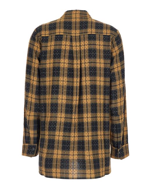 Pinko Yellow Blouse Tintofilo Check Viscose Blouses