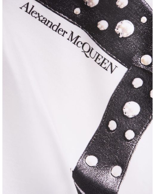 Alexander McQueen White And Studded Harness T-Shirt for men